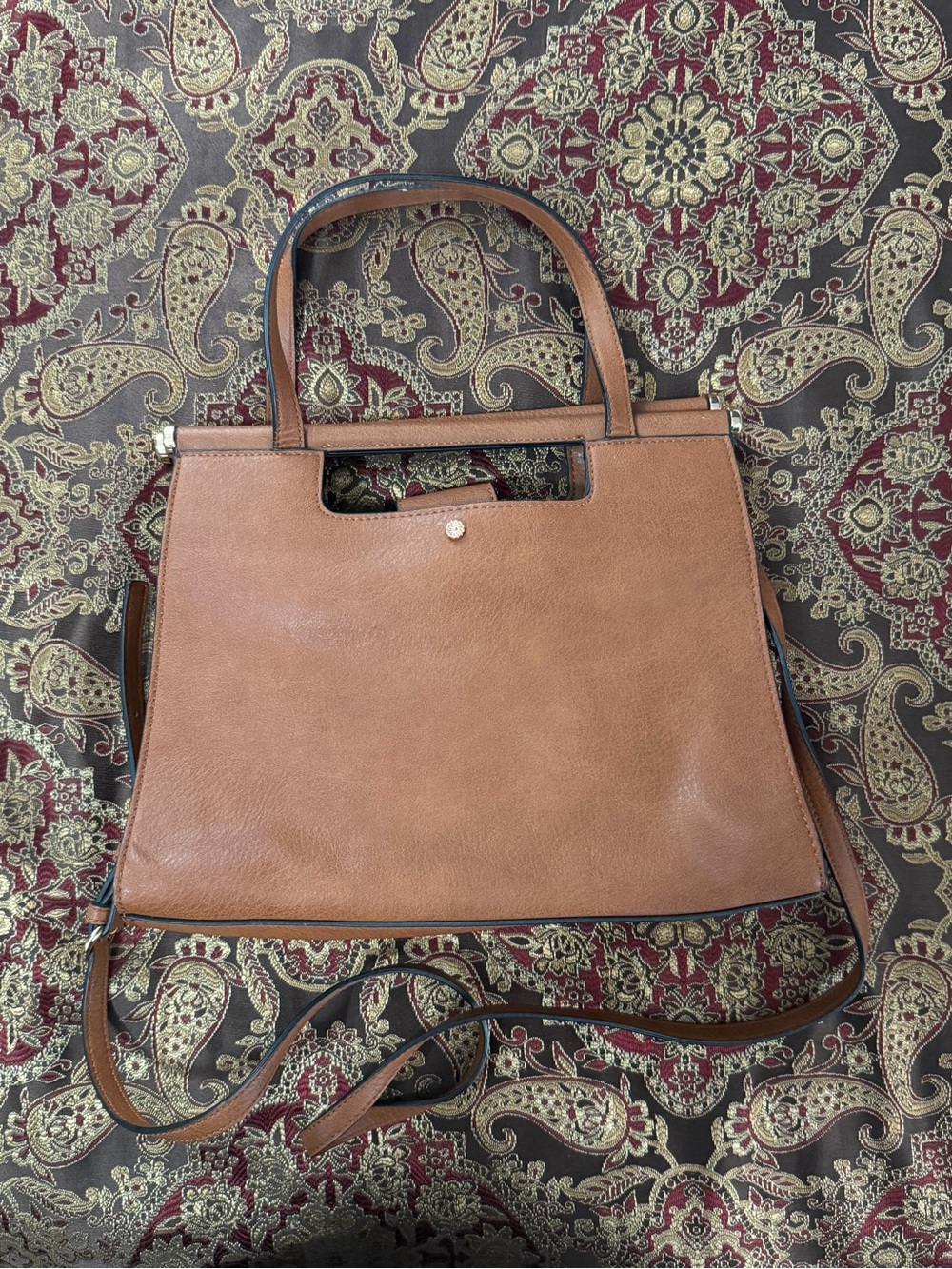 Classic Brown Leather Tote Handbag - Lauren Conrad